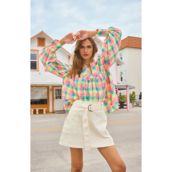 Hunter Bell Naya Yoke Blouse M - Picture 1 of 6